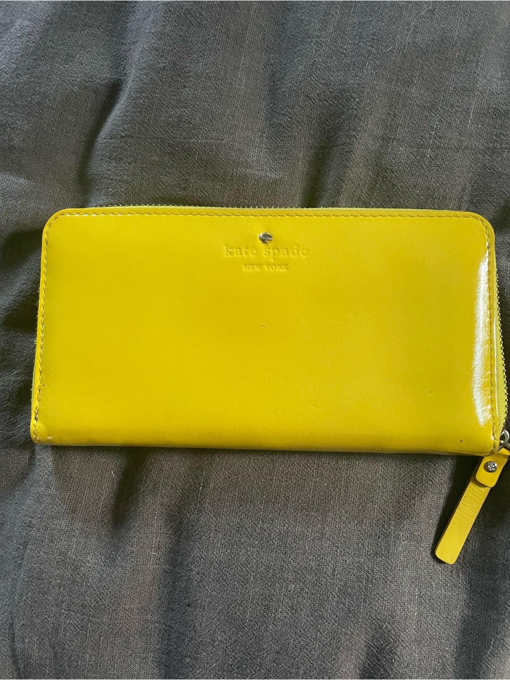 kate spade Yellow Zip-Around Patent Leather Wallet